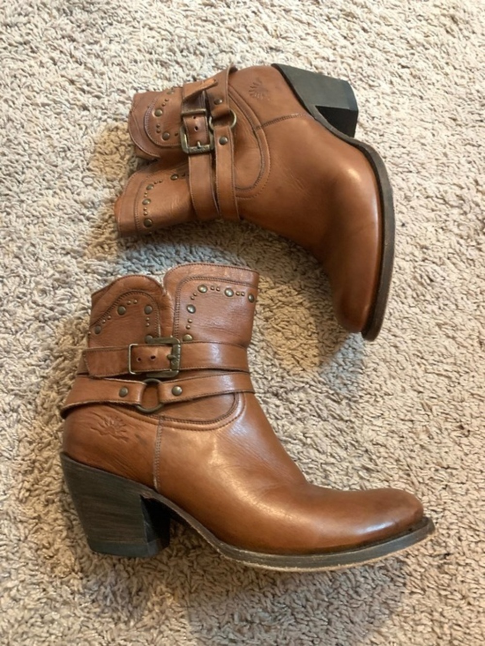 Rio Grande Boot Company Western Cowboy Cowgirl Studded Boots Brown